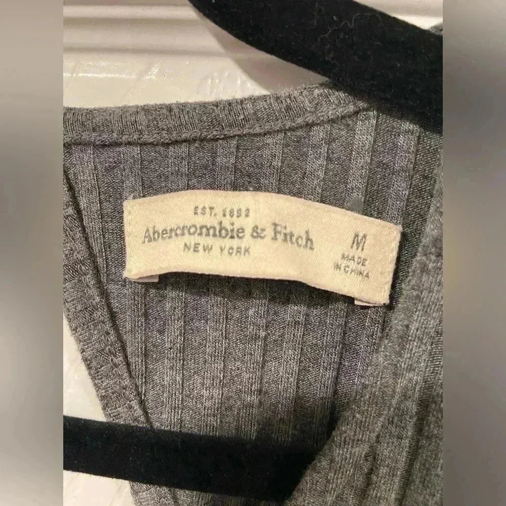 Abercrombie & Fitch Soft Gray Ribbed Open Back Sleeveless Tank Dress Size M - Image 6