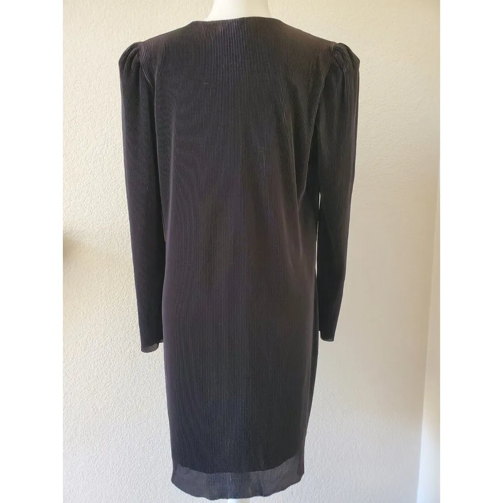 Express Womens Black Pleated Puff Shoulder Long Sleeve Shift Dress Large NWT - Image 7