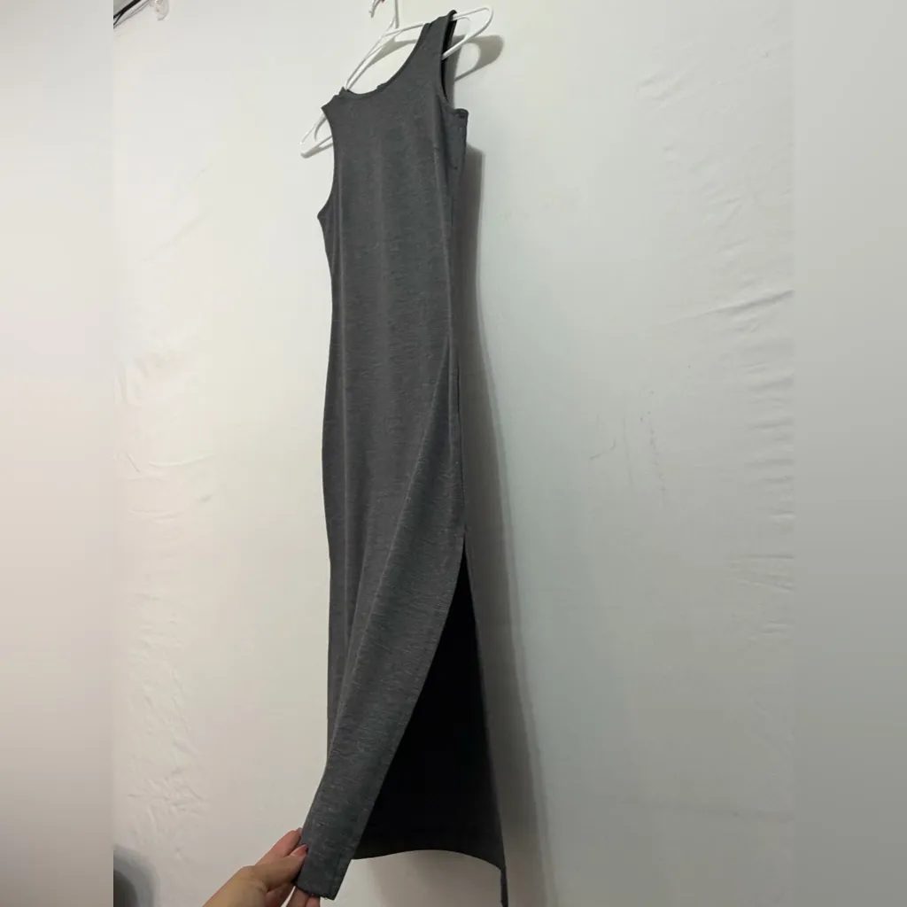 H&M Charcoal Gray Sleeveless Midi Dress XS Side Slit(E31) - Image 3