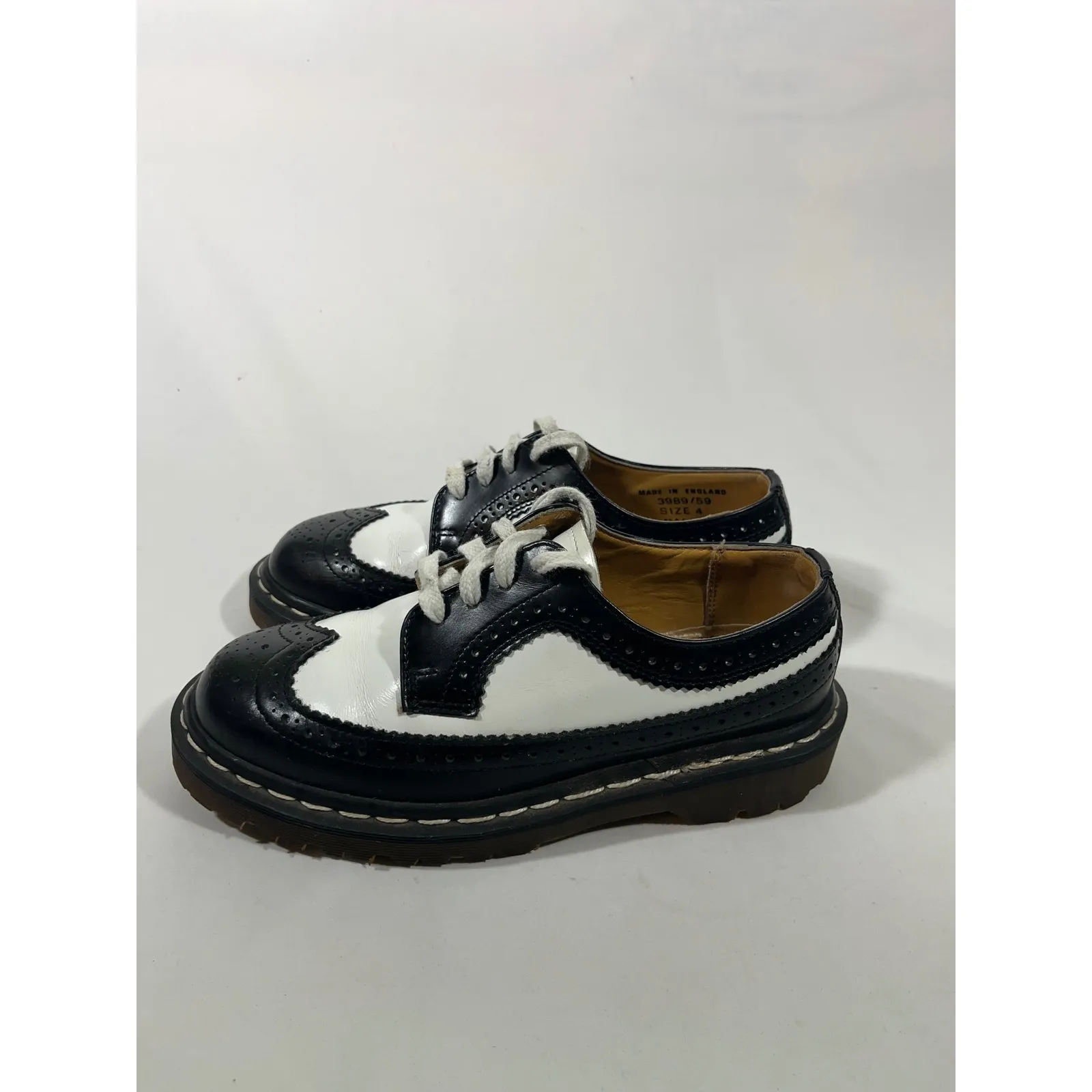 Dr Martens Y2K Women Leather Wingtip Brogue Black White Platform Punk UK 4 US 6 - Image 2