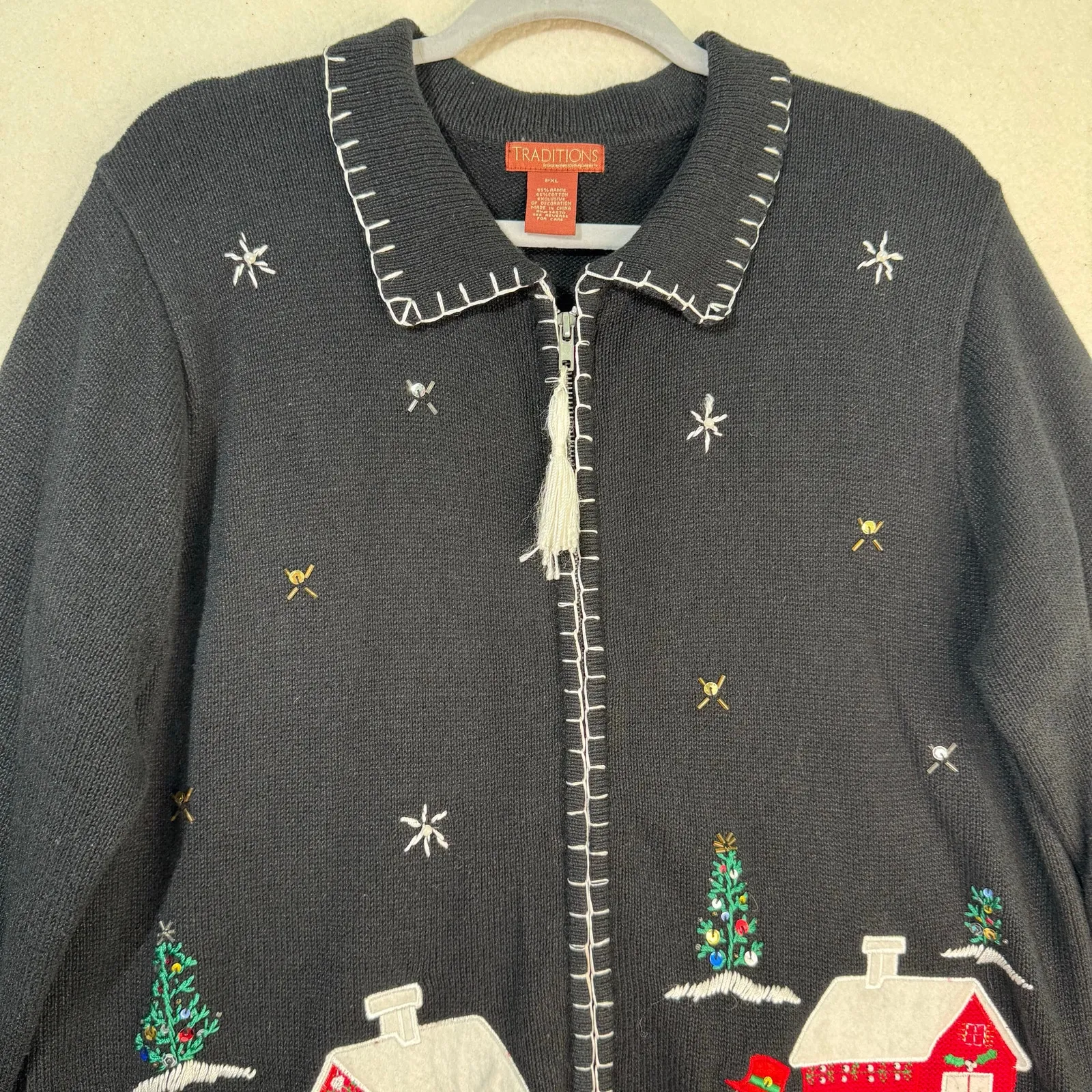Great Northwest Traditions Holiday Snowman Embroidery Cardigan Sweater Petite XL - Image 7