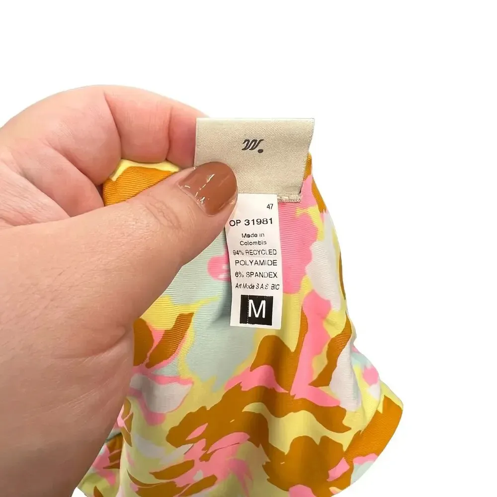 Maaji Smocked Twist‎ Front Bikini Top Blue Palm Tree Tropical Print Size Medium - Image 10