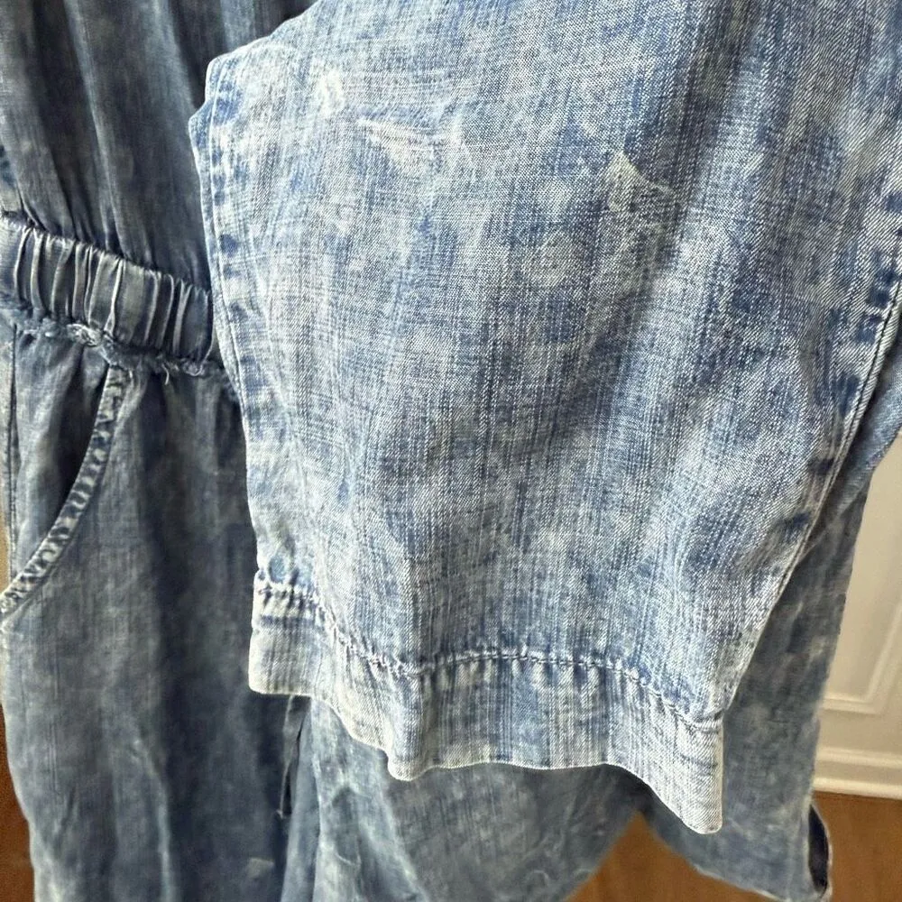 NWOT Bluivy Blue Comfy Acid Washed Tube Denim Chambray Jumpsuit L Size L - Image 7