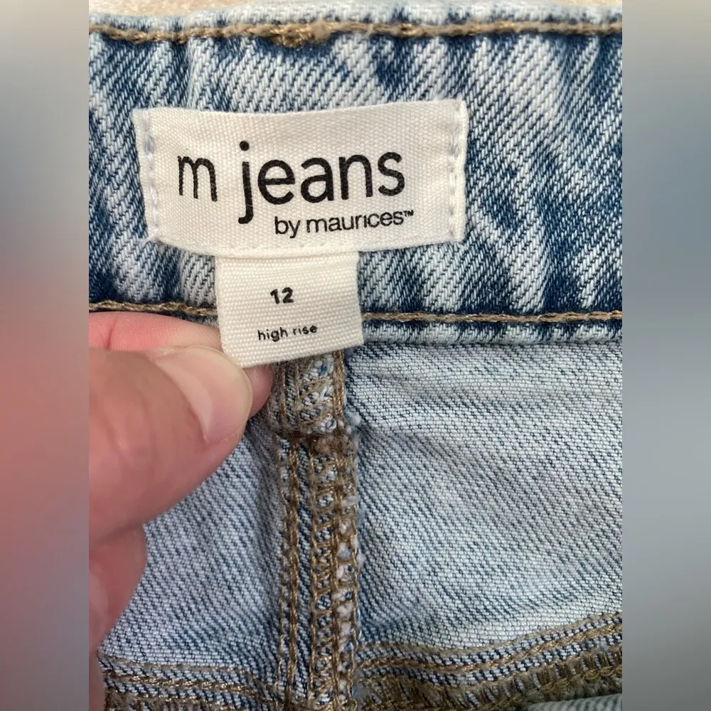 Maurices Denim Skirt Maxi Womens 12 Front Slit Frayed Hem High Rise Stretch - Image 5