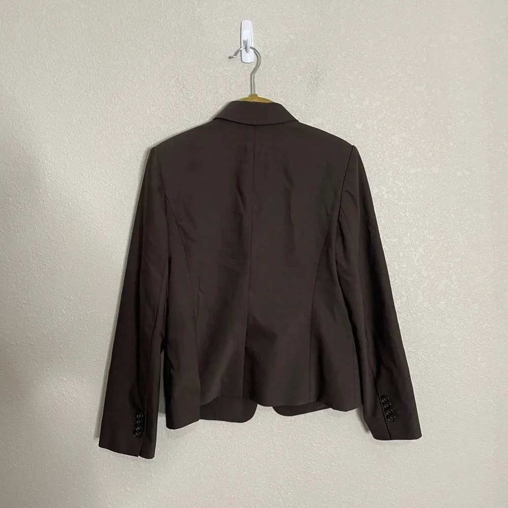 Ann Taylor Virgin Wool Blend Chocolate Brown Blazer 4 Petite - Image 5