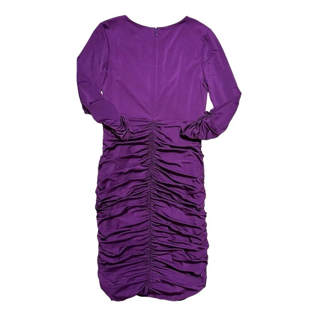 Tadashi Shoji Plum Purple Ruched Cocktail Mini Dress US M - Image 9