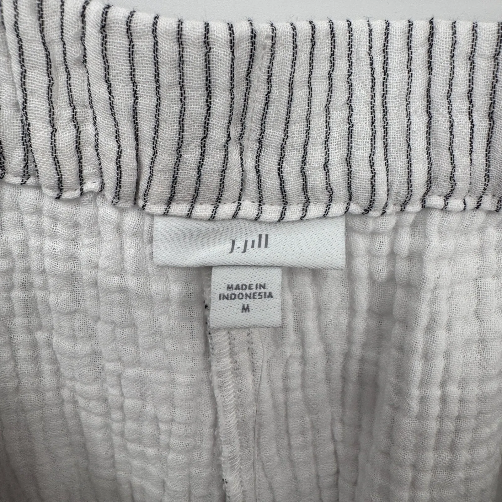 J. Jill Pull on Lounge Shorts Womens Medium White Blue Stripe Cotton NEW - Image 6