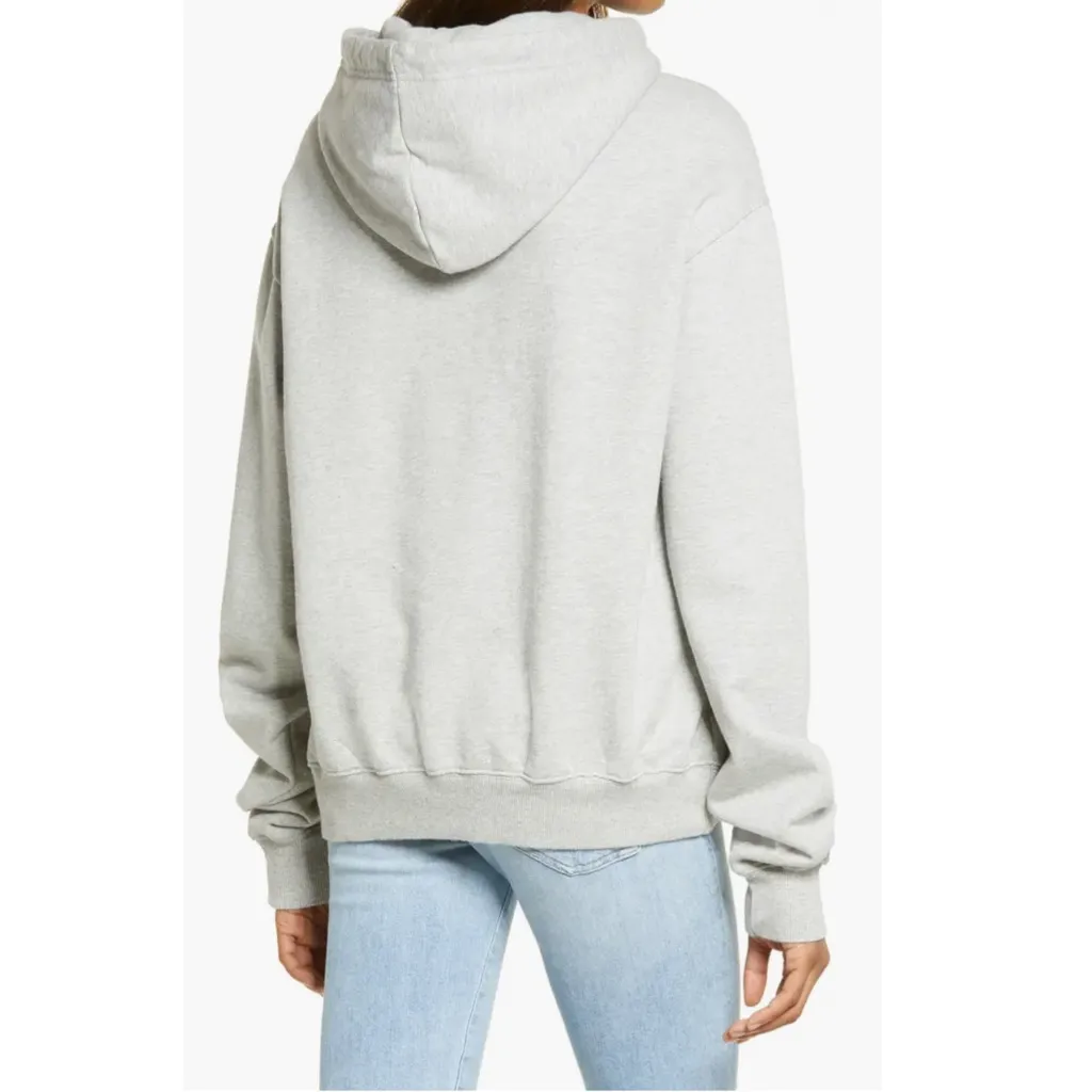 Good American Oversized Gray Hoodie K Initial Cotton Sweatshirt Monogram - Image 9