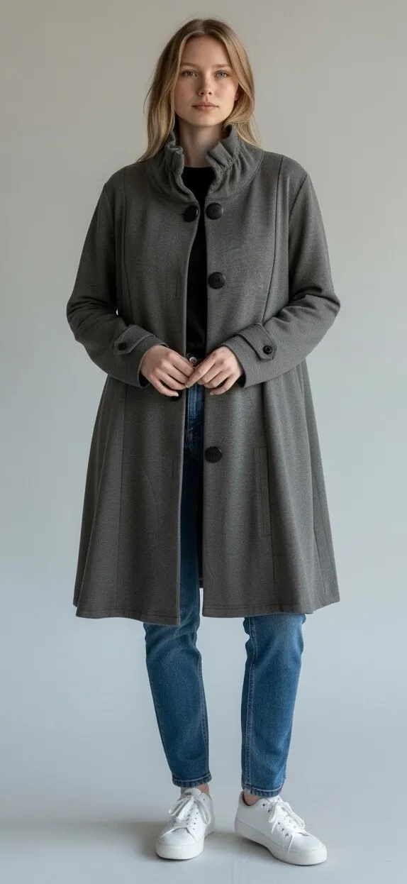 Soft Surroundings Jacket Womens Small Gray Toggle Button Cotton Modal Knit - Image 1