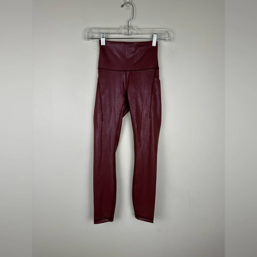 Lululemon Wunder Train High-Rise Tight with Pockets 25" Red Foil Leggings Sz 2 - Image 4
