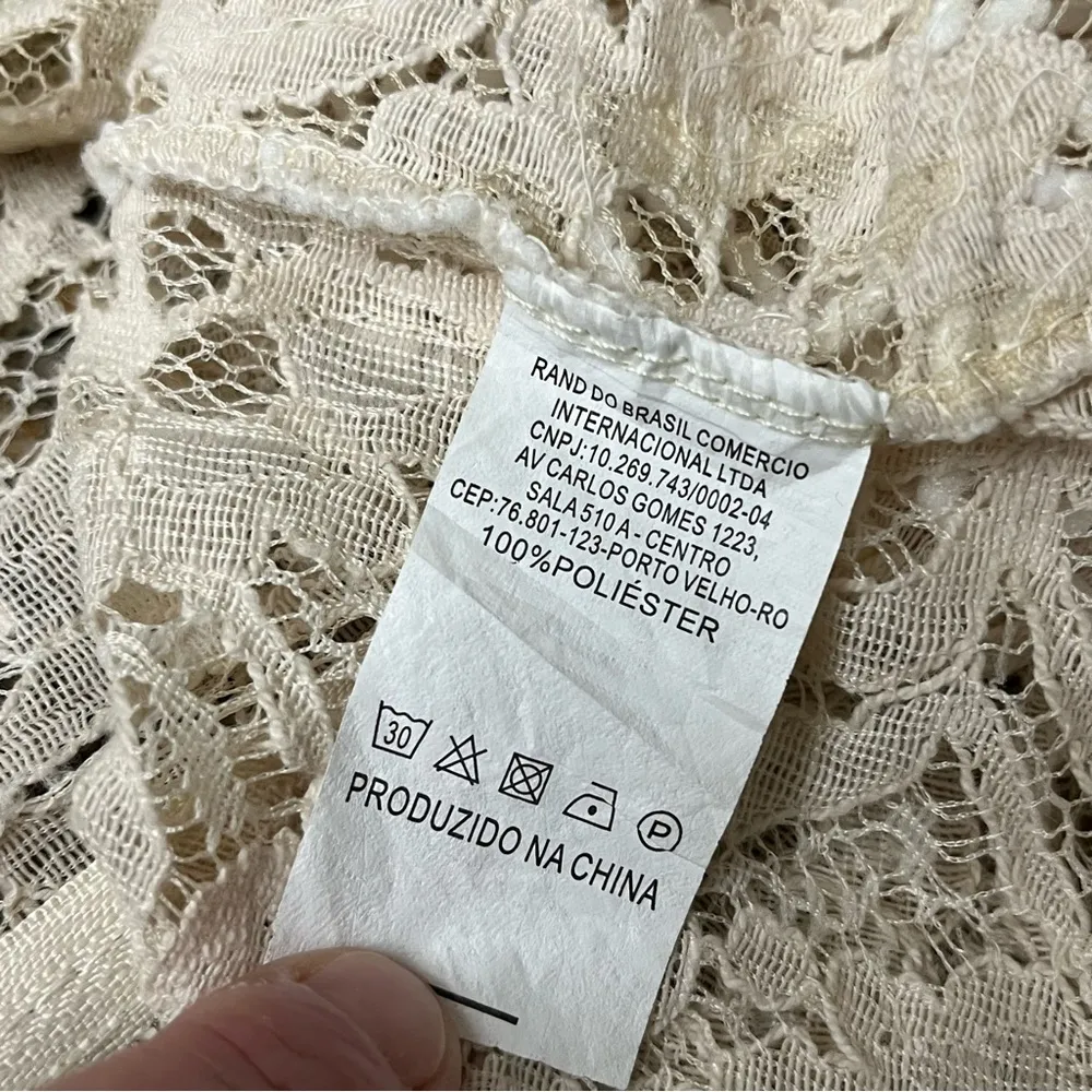 Amanda Ivory Lace Crochet Blouse M Sheer Y2K Retro Cottagecore Coastal vintage Size M - Image 7