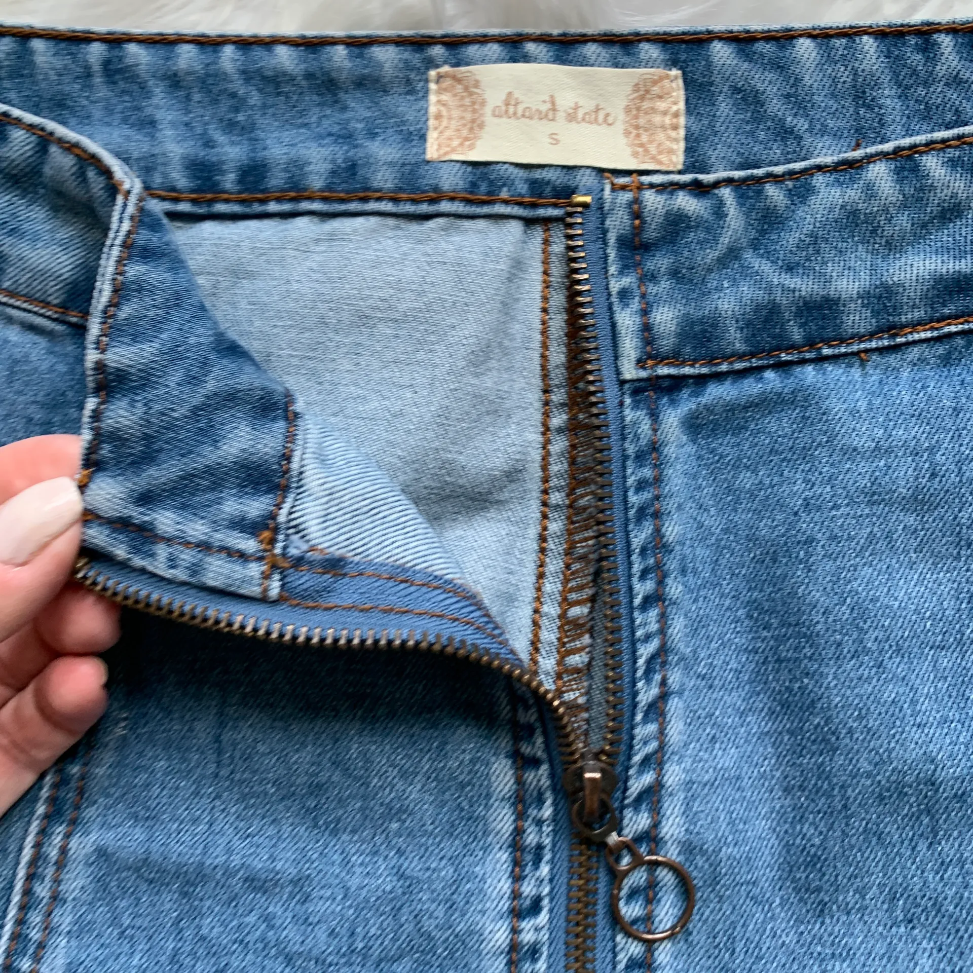 Altar’d State Moana Denim Mini Skirt Size Small - Image 9