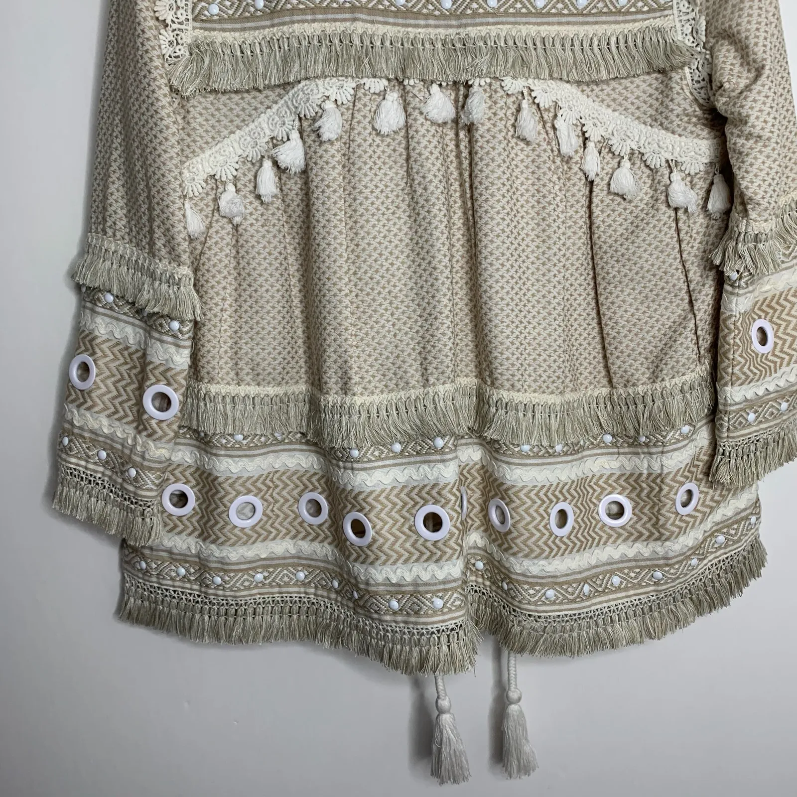 Dodo Bar Or Yehuda Tassel Embellished Jacket Tan Women’s Medium Brown - Image 14