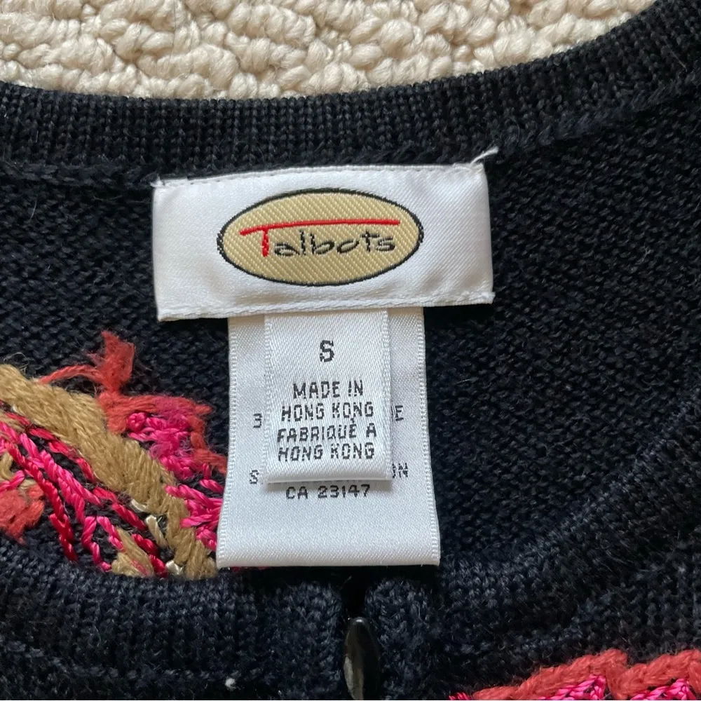 Vintage Talbots Beaded Zippered Cardigan Size Small - Image 4