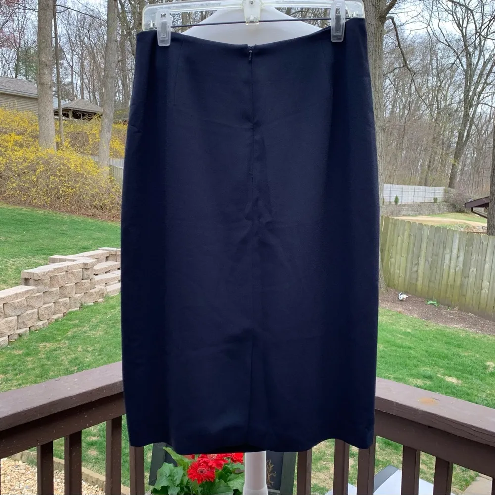 Solid Navy Blue Size 14 Lined Skirt By Lulu Bravo - Image 3