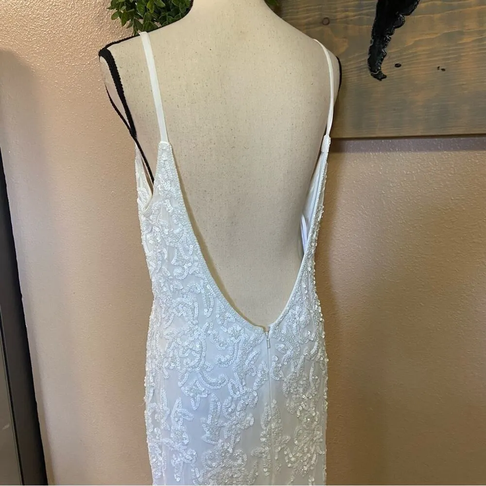 NWOT Lulus Everlasting Passion White Sequin Beaded Backless Maxi Dress - Image 5