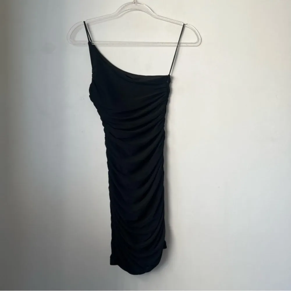 Jocasta Black One Shoulder Ruched Bodycon Dress 0 - Image 7