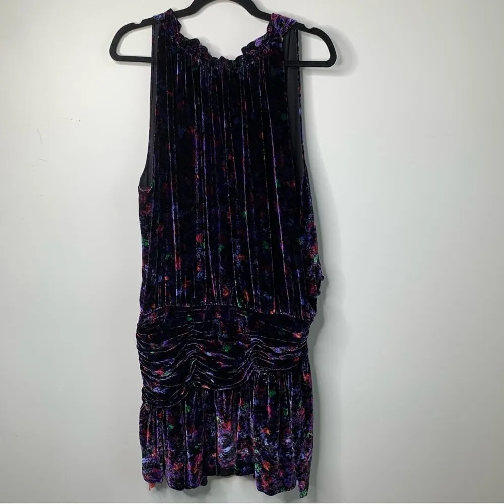 Ramy Brook silk velvet‎ velour floral Dolores halter mini dress size 14 party - Image 2