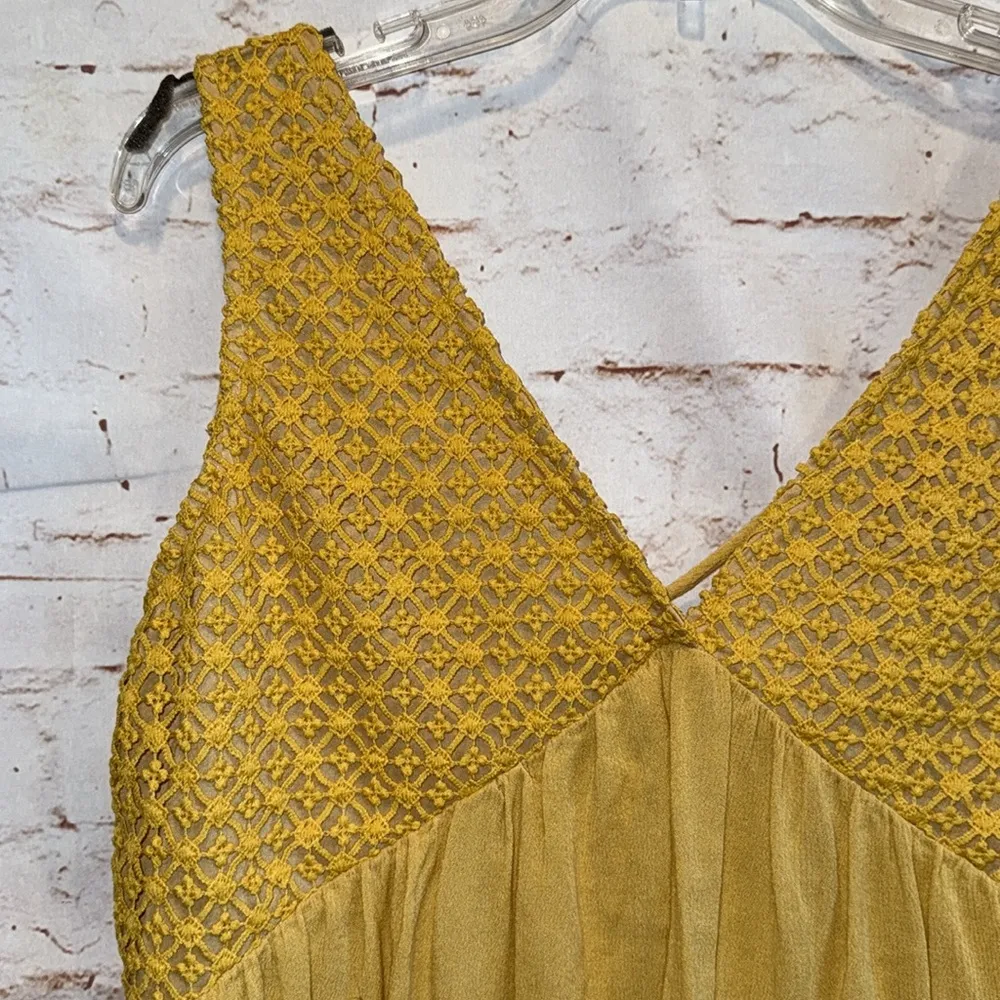 Umbgee Shirt Womens Medium Mustard Yellow Sleeveless Top Cropped Babydoll - Image 2