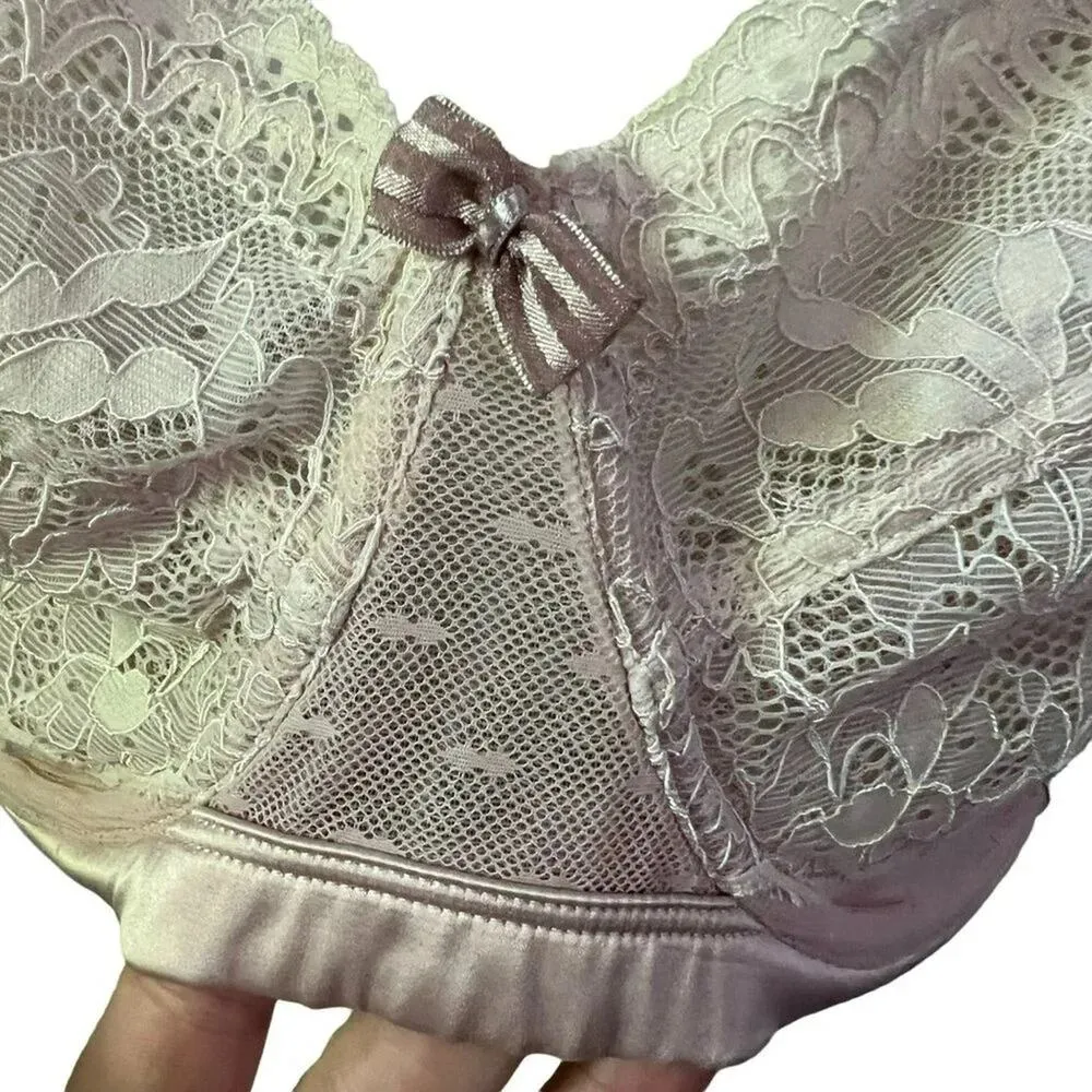 Adore Me Unlined Pale Pink Lace Bra Satin Accent 42G - Image 3