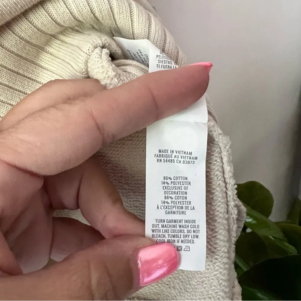 Aerie Crewneck Sweatshirt rainbow CHEERS patch  soft oat SIZE XS oversized - Image 9