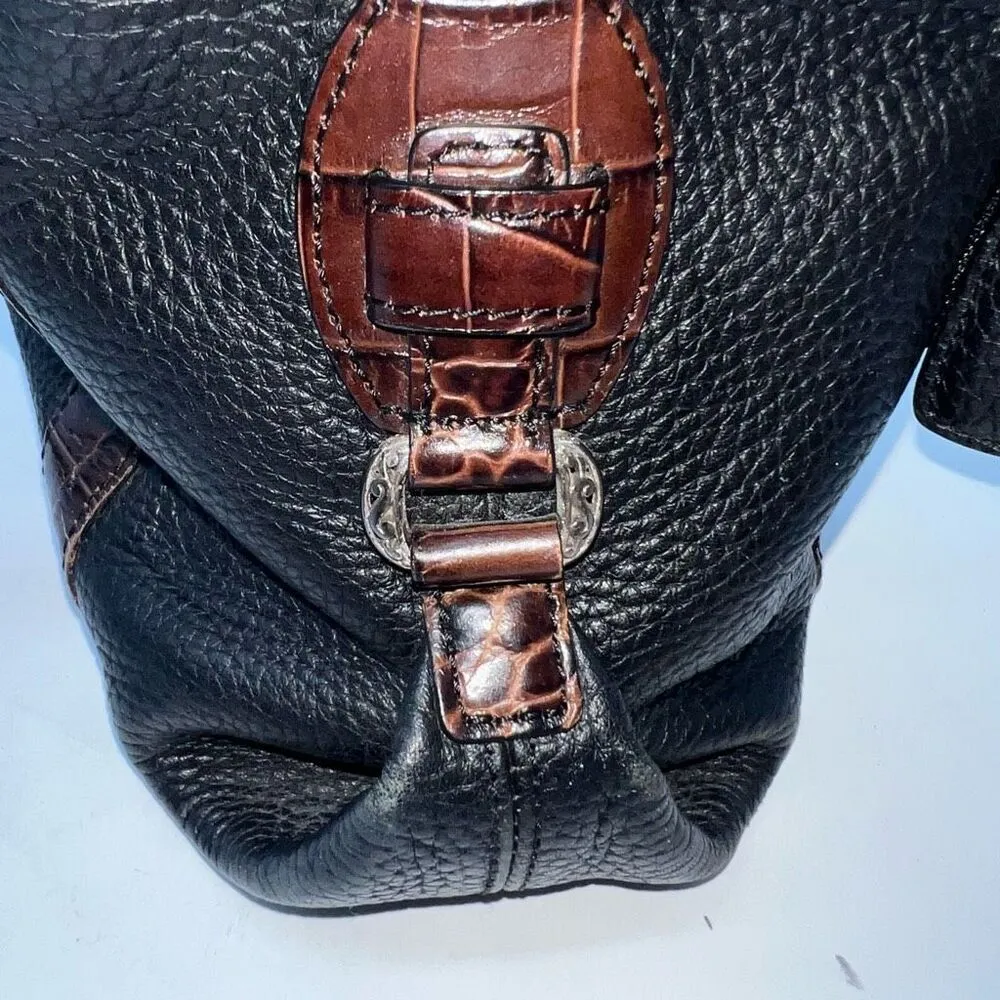 Brighton Black & Brown Pebble Leather Medium Shoulder Bag Tote Purse With Braide - Image 12
