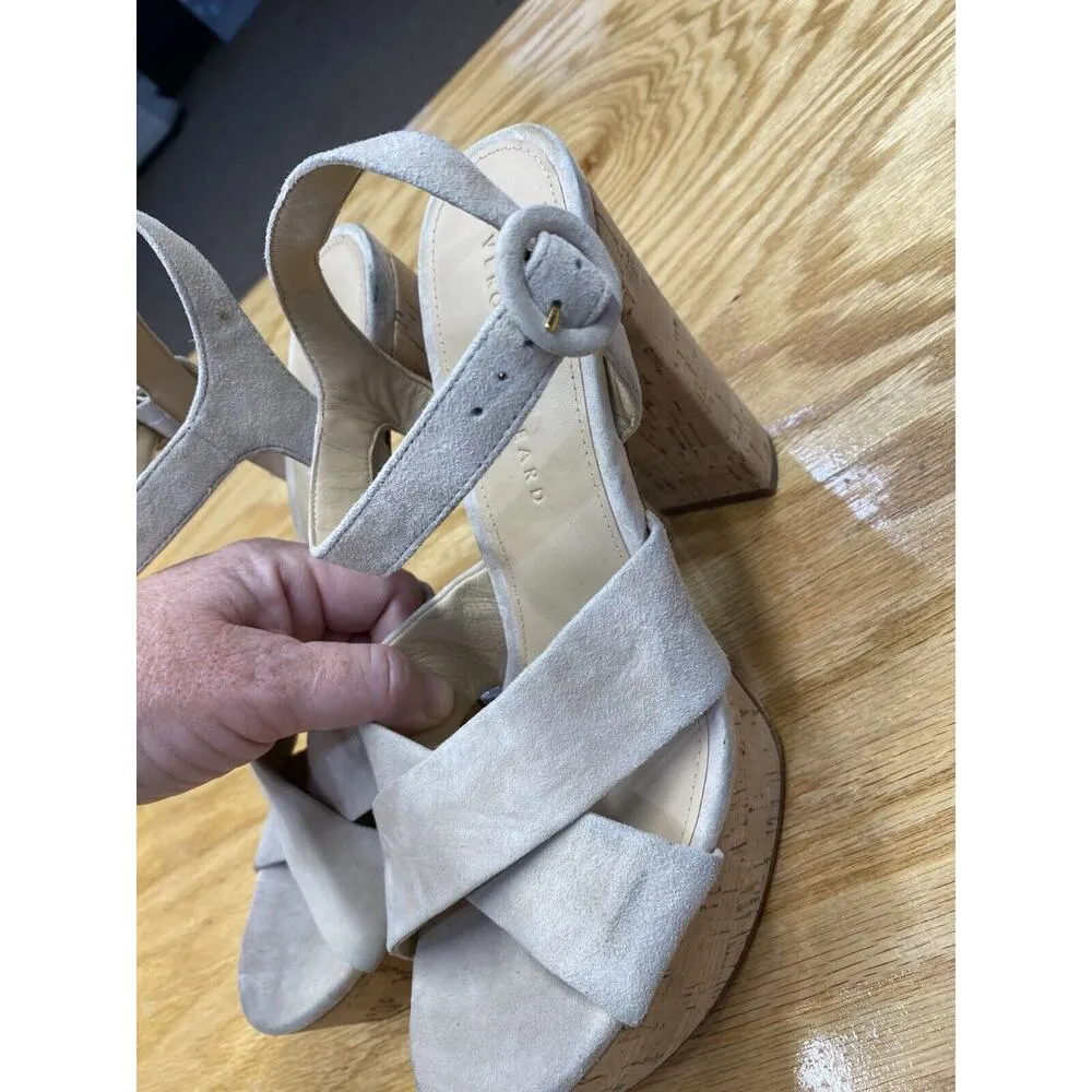 Veronica Beard Platform Heels Women's 9M Ivory Suede Criss Cross Preppy S56 - Image 8