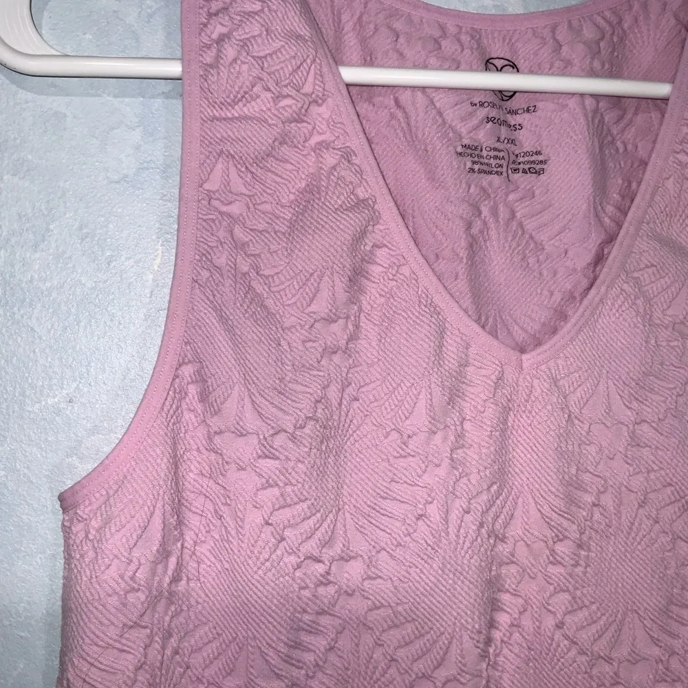 Roselyn Sanchez Pink Lace Cami Tank V Neck Stretchy Cropped Top XL - Image 4