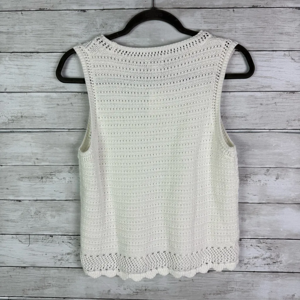 J Crew Crochet Sweater Tank White Size Medium - Image 4