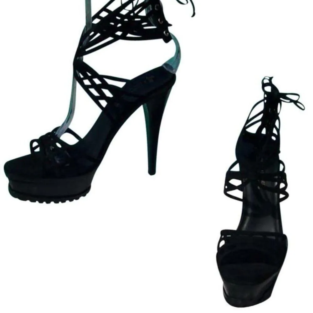 Donald Pliner Black Suede Leather 1.5" Platform Shoe 5" Heel Lug Sole $495 NWT Size 9 - Image 5