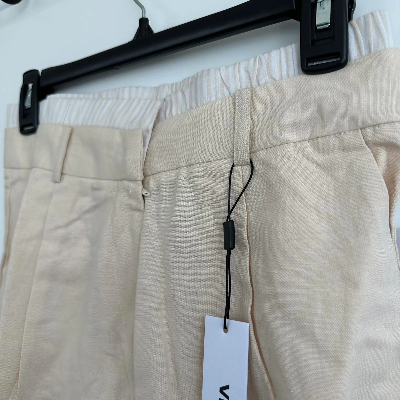 Vigoss Cotton Linen Blend Boxer Waist Trouser Shorts NWT XS Beige - Image 8