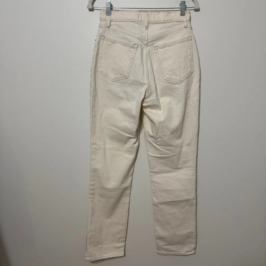 Abercrombie & Fitch The 90s‎ Straight Ultra High Rise Size 27 4 Split Hem Cream - Image 7