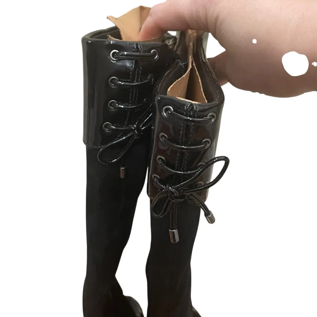 BCBGirls Chill Patent Leather Suede Knee High Heeled Boots Black Women’s Size 10 - Image 7