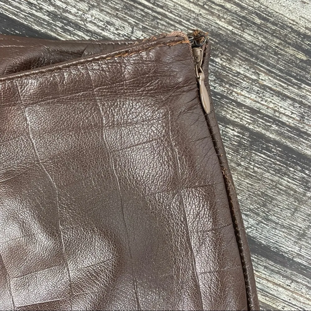 Alberto Makali 100% Leather Straight Leg High Waist Brown Chocolate Pants 8 - Image 5