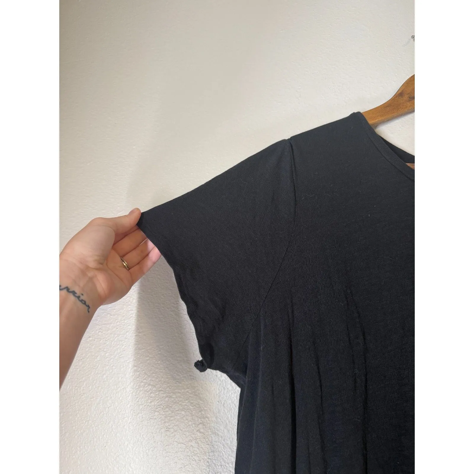 Old Navy Black Gauzy Cotton Dress Womens Sz 2X Short Sleeve Basic Lightweight - Image 2