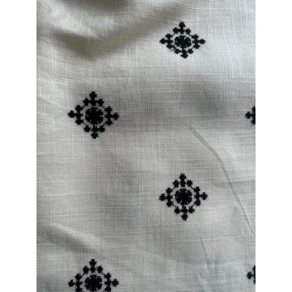 Elie Tahari Women’s Linen Blend Embroidered Wide Leg Cropped Pants Boho Cream 6 - Image 7