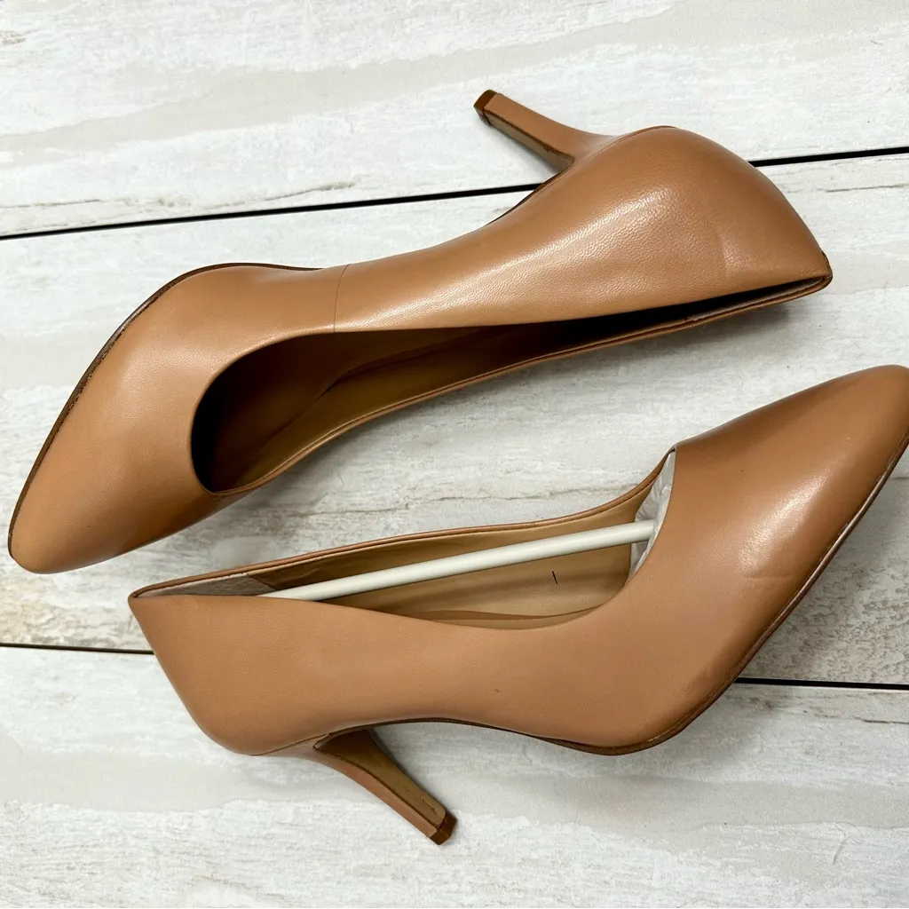 INC International Concepts Leather Tan Heels Pumps Shoes Office Style Capsule Size 11 - Image 10