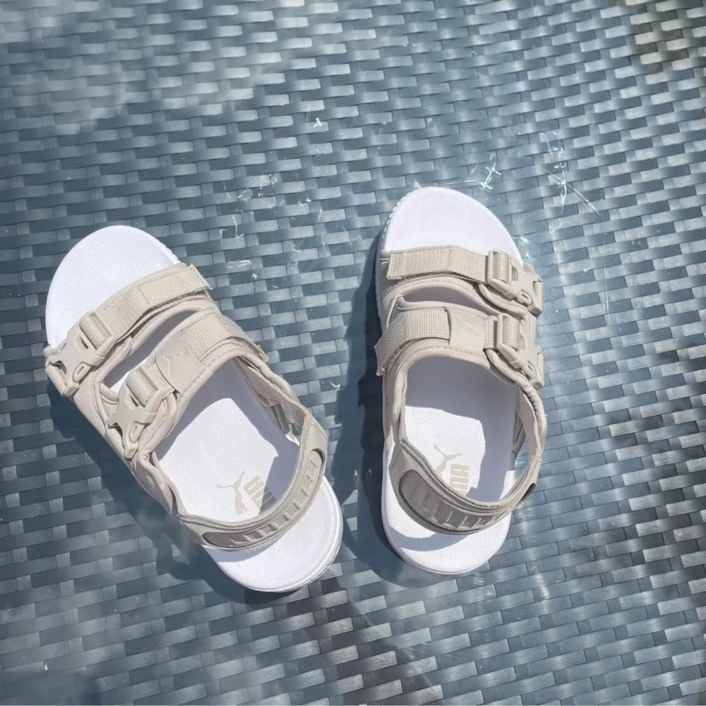 PUMA sport sandals open sneakers with two buckles chunky platform beige Sz US 7 - Image 14