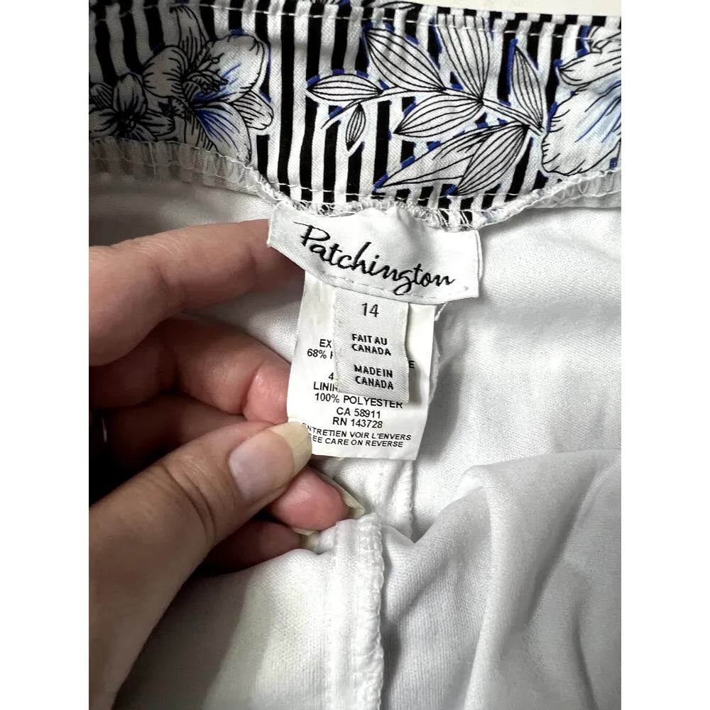 EUC Patchington Striped Hawaiian Floral Skort Coastal Grandma Nautical Size 14 Black - Image 7