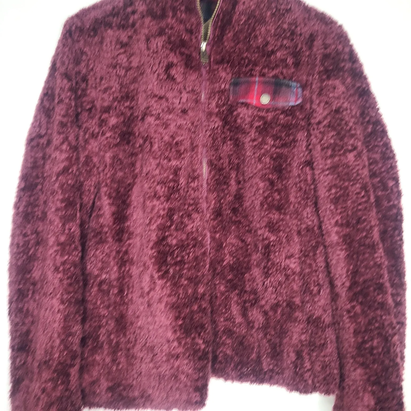 Pendleton Womens Deep Red Sherpa‎ Fleece Full Zip Jacket Coat Size M - Image 2