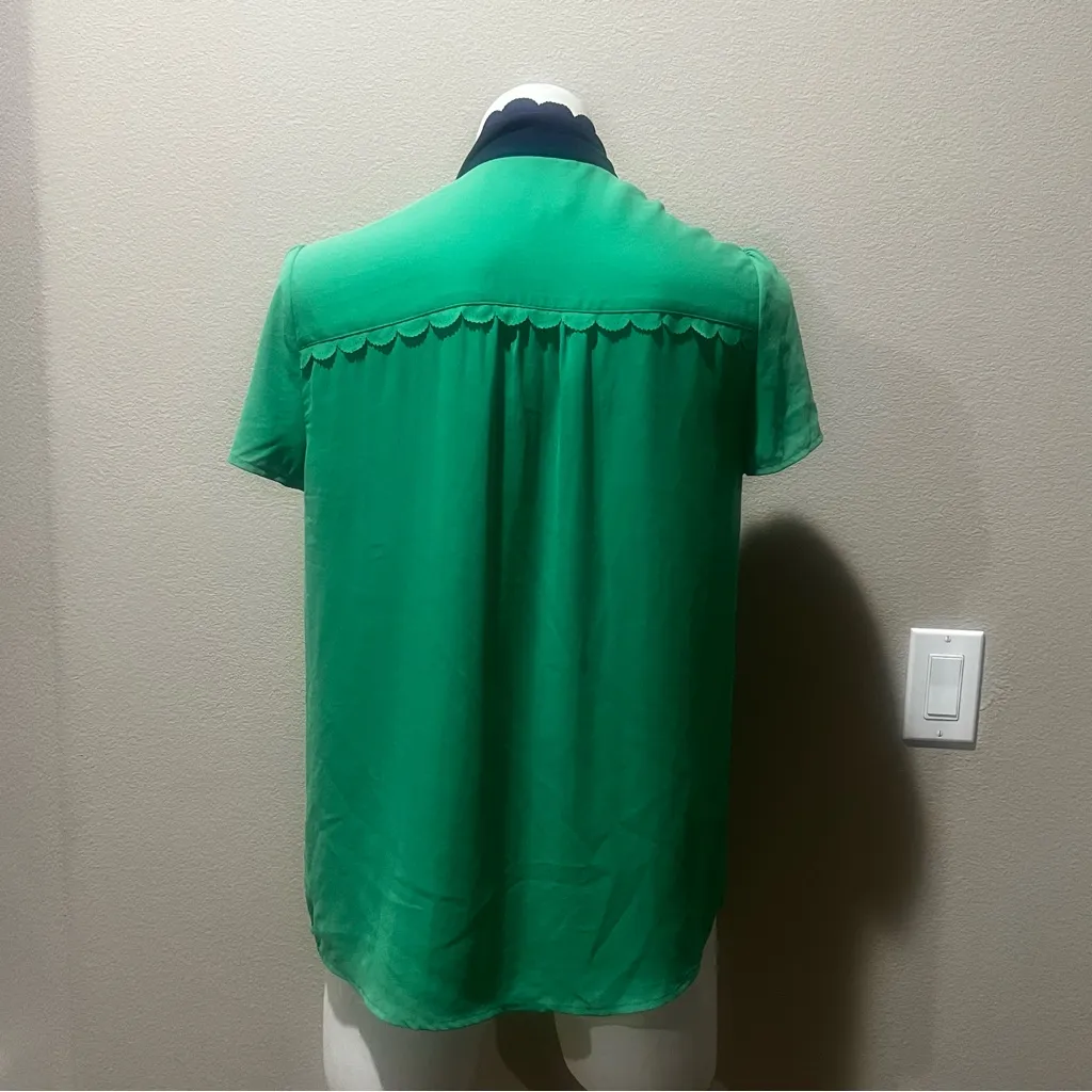 Anthropologie Hd in Paris green collared short sleeve button up shirt - Image 5