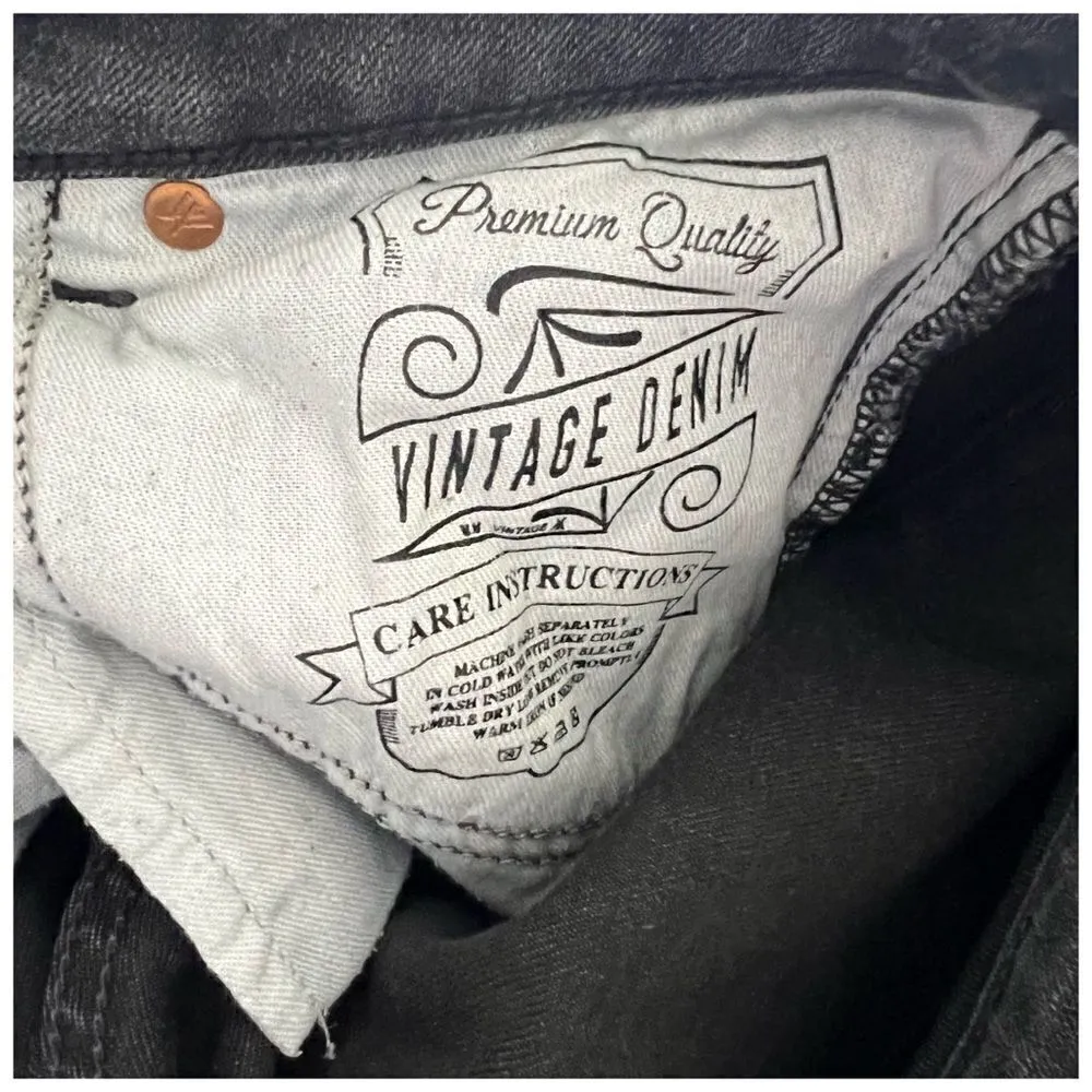 MM Vintage Black Biker Motto Skinny Embroidered Jeans Sz 27 - Image 12