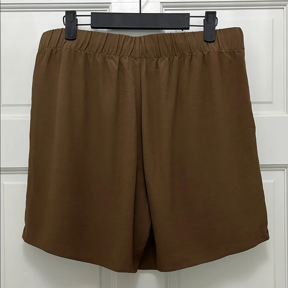 NWOT Eileen Fisher Chocolate Brown Crepe Tencel Blend Pull On Shorts - Sz Small - Image 11