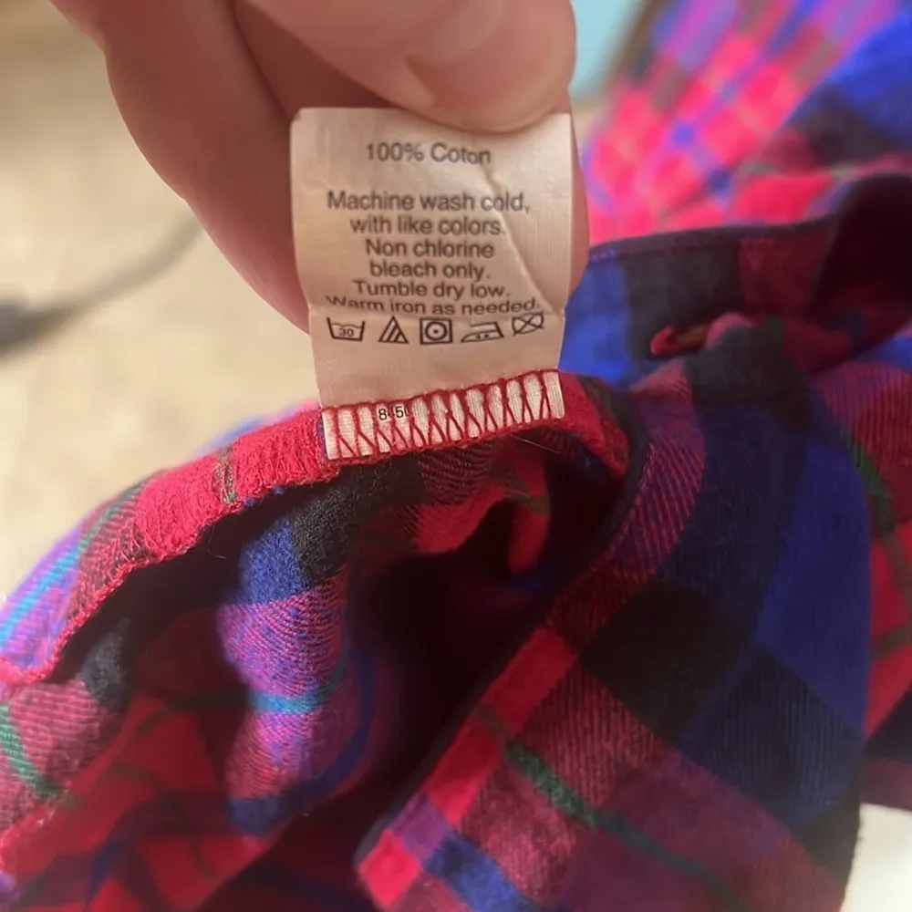 J Crew 100% Cotton Red Blue Flannel Sleep Shirt Size S - Image 3