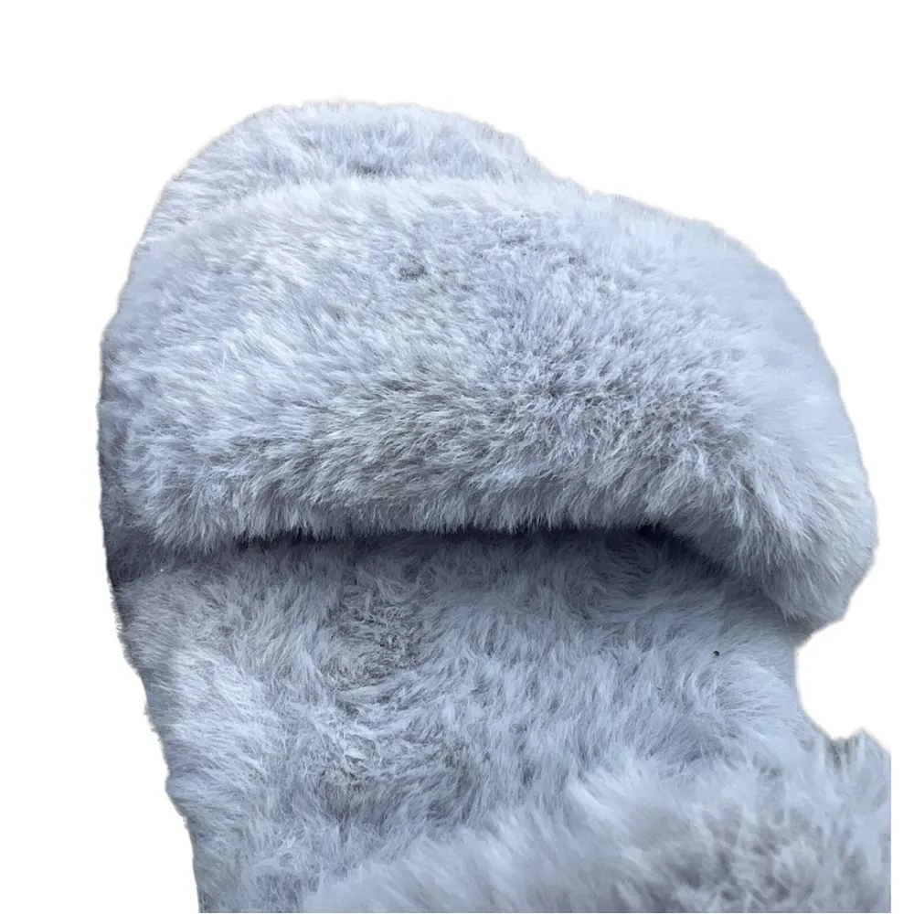 Koolaburra by Ugg double strap slide faux fur 10 gray slippers hard bottom - Image 2