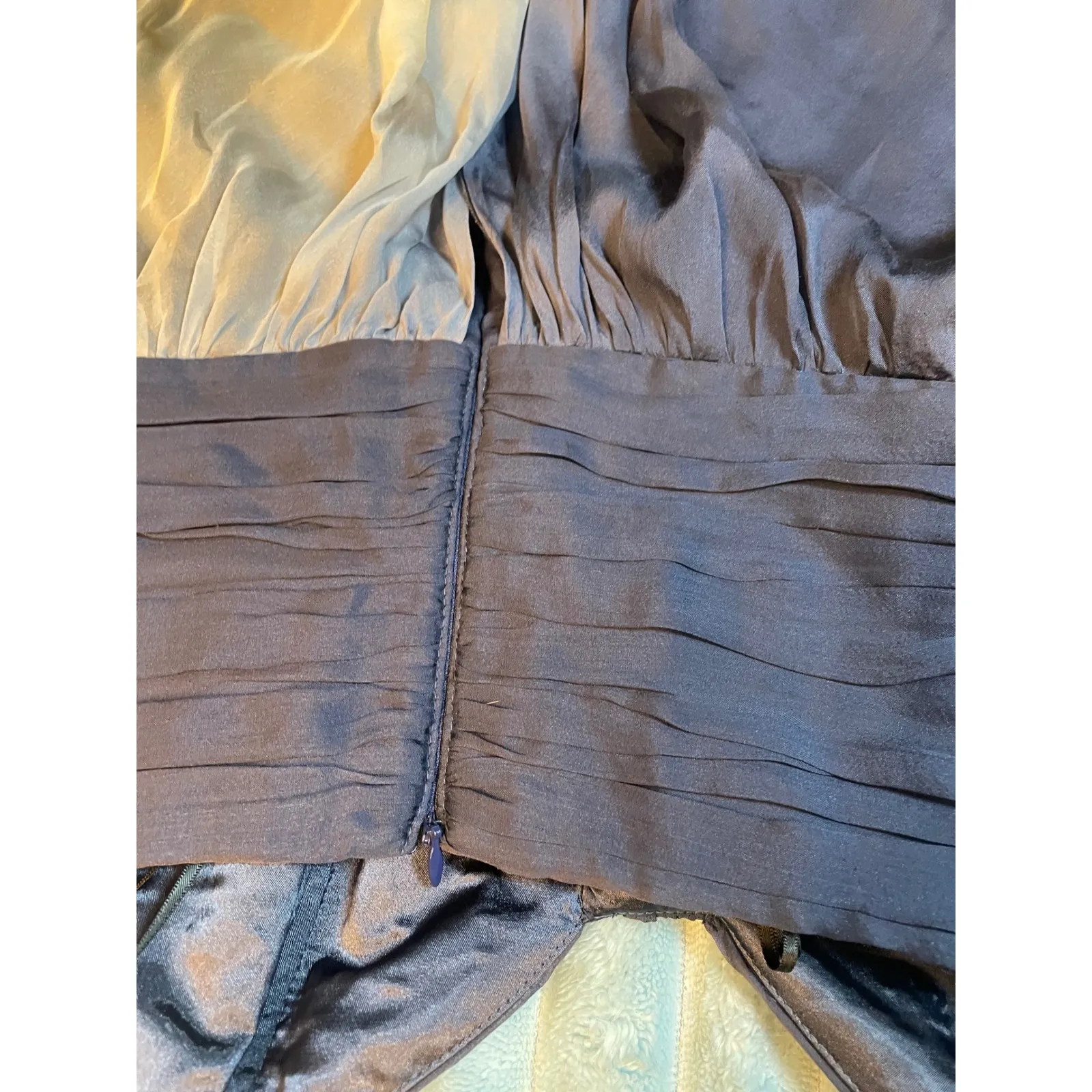 ABS Collection Strapless Ombre Chiffon Jeweled Embellished Party Dress Size 8 Blue - Image 4