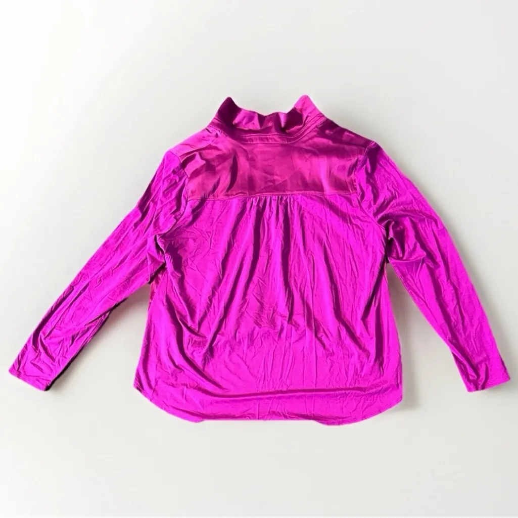 NEW White‎ House Black Market Pink Soft Woven Front Tee Shirt Top Size XL - Image 7