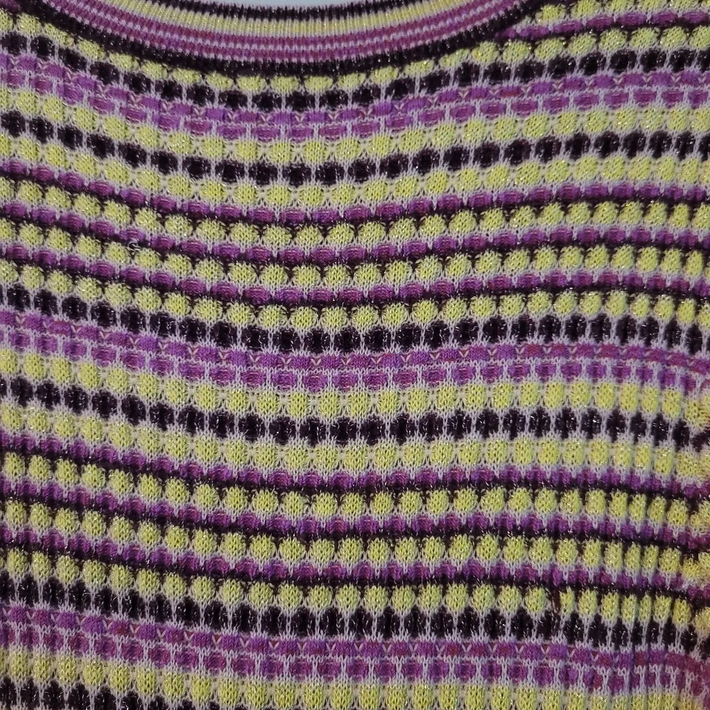 Free People Purple and Yellow Short Sleeve Sweater Dress - Image 8