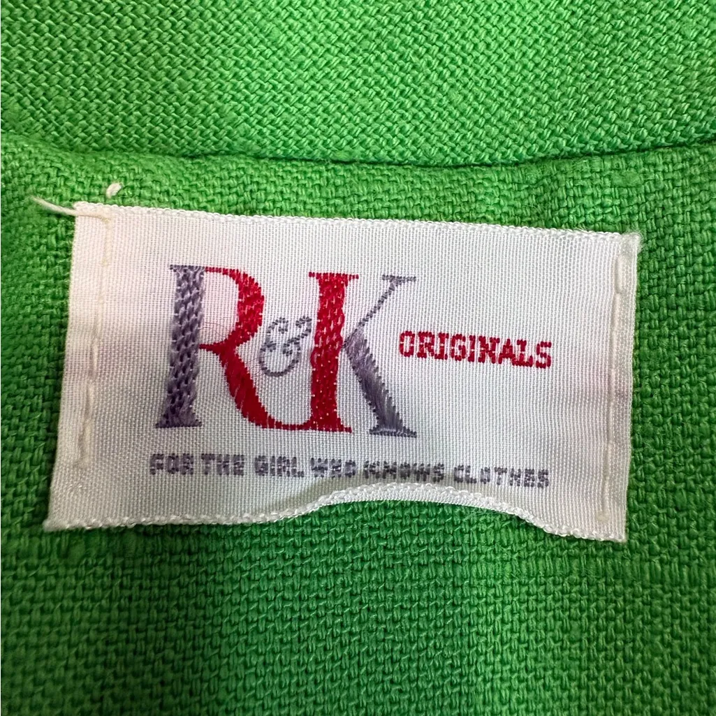 Vintage 70s R&K Originals Bright Green Dagger Collar Blazer XS–S Disco Bright - Image 2