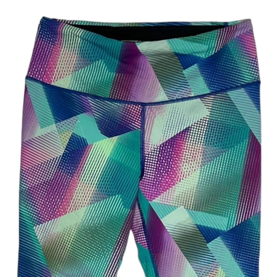 VIctoria's Secret VSX Sport Knockout Capri Blue Pink Multi Geometric Pattern‎ Size M - Image 3